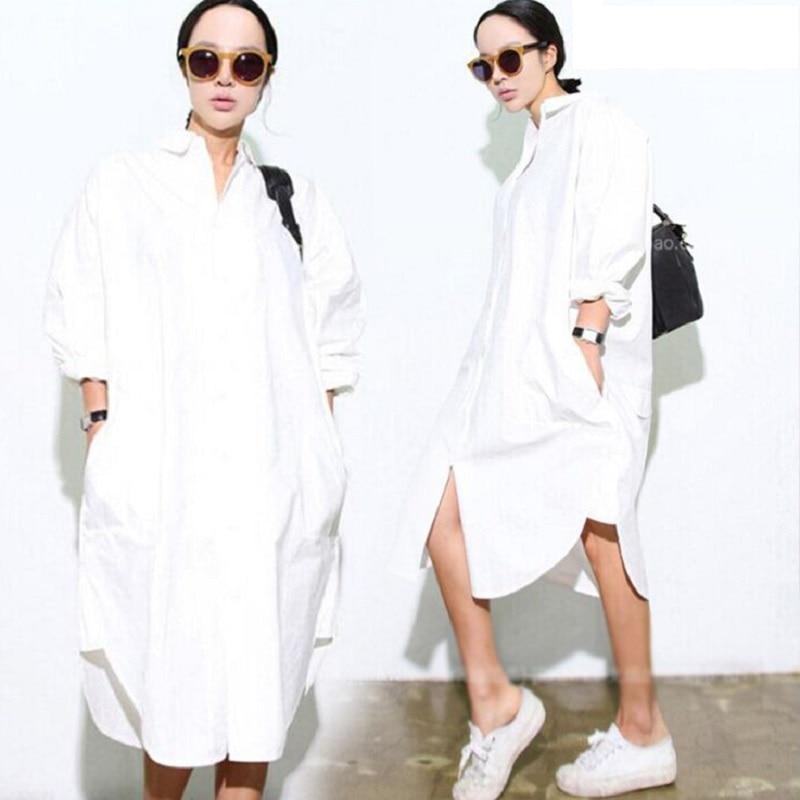 Buddha Trends Robes Blanc / L Robe chemise blanche Boyfriend