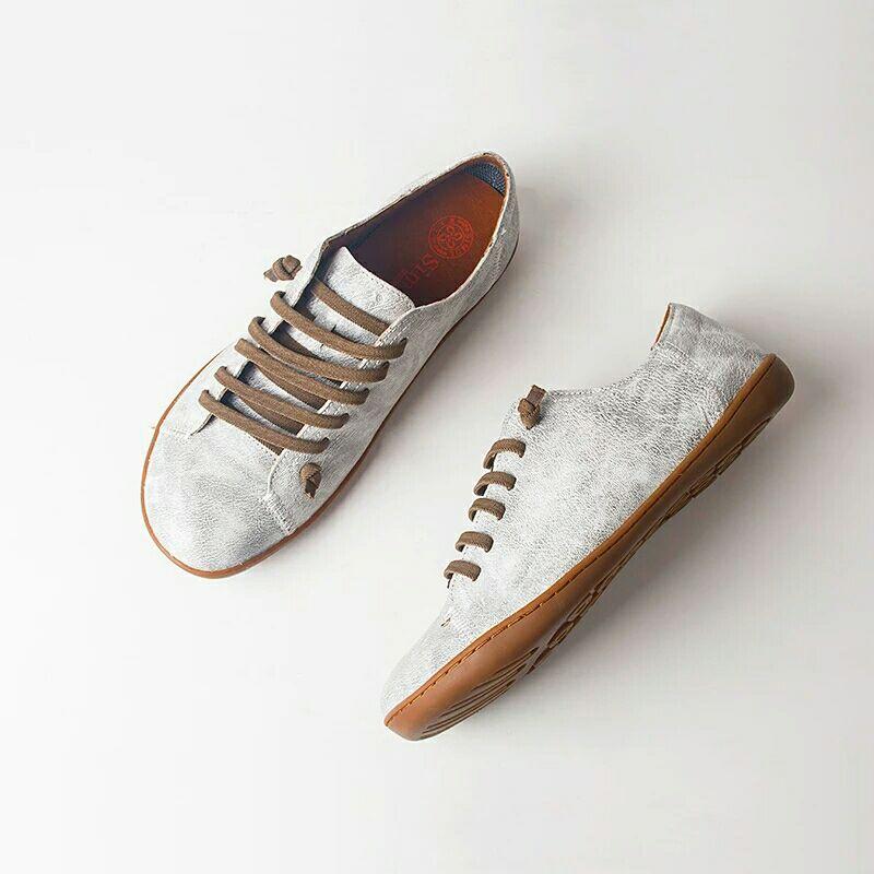 Buddha Trends Dusty Grey / 11 Leather Slip On Sneaker Flats
