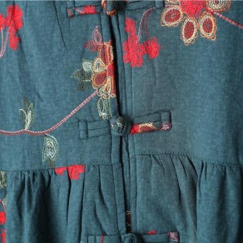 Buddha Trends Floral Embroidered Hooded Coat