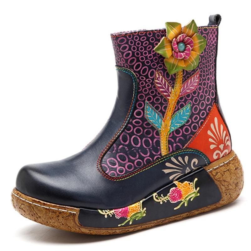 Buddha Trends Flower Power Boho Hippie-plattformstøvler