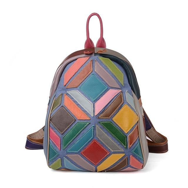 Buddha Trends Genuine Leather Colorful Backpack