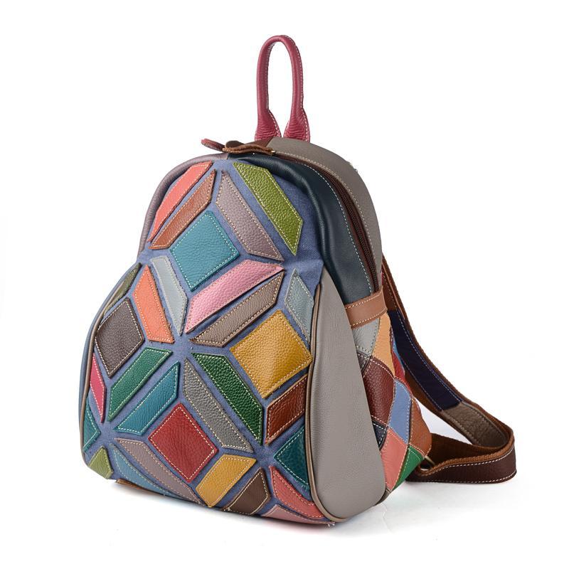 Buddha Trends Genuine Leather Colorful Backpack