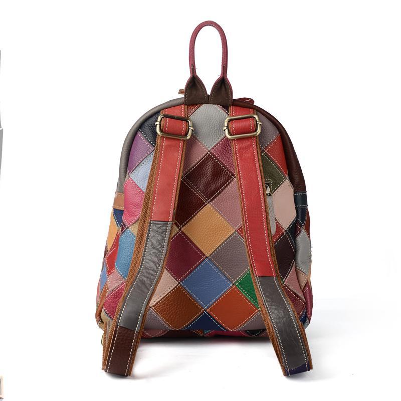 Genuine Leather Colorful Backpack