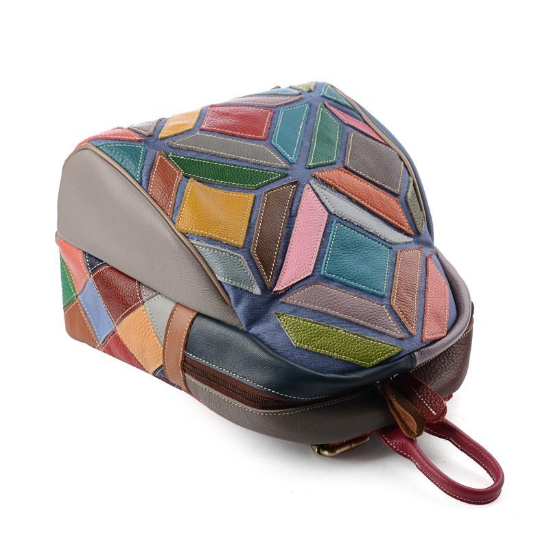 Genuine Leather Colorful Backpack