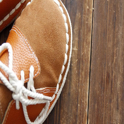بوذا تريندز حذاء مسطح مصنوع يدويًا من الجلد الطبيعي