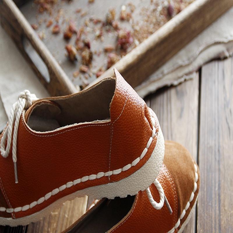 بوذا تريندز حذاء مسطح مصنوع يدويًا من الجلد الطبيعي