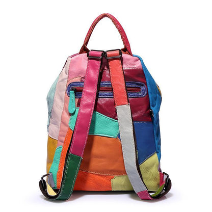 Сумка-рюкзак в стиле пэчворк из натуральной кожи Buddha Trends