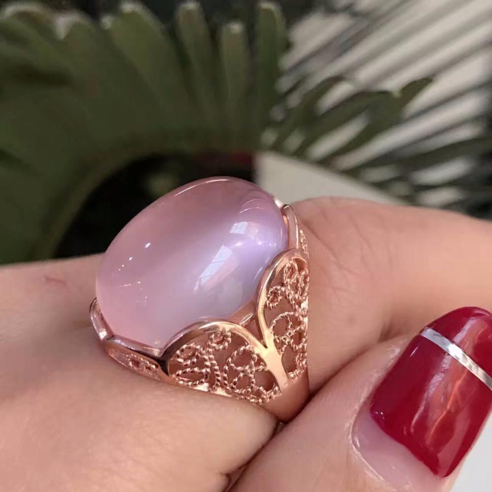 Серебряное кольцо из натурального розового кварца Buddha Trends