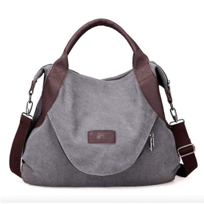 Buddha Trends Grey Large Capacity Vintage Shoulder Handbag