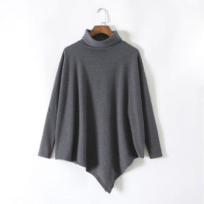 Buddha Trends grijs / one size asymmetrisch coltrui shirt met lange mouwen
