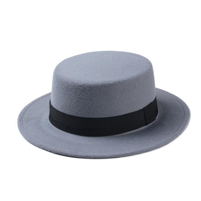 Buddha Trends Grey Grunge Flat Boater Style Hat