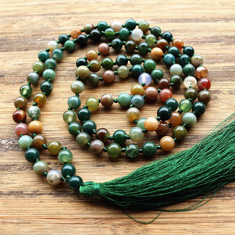 Hand Knotted Agate Mala Beads