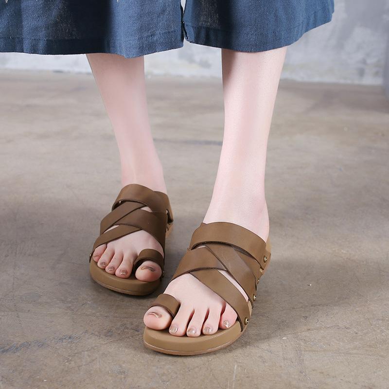 Buddha Trends Handmade Leather Roman Slippers