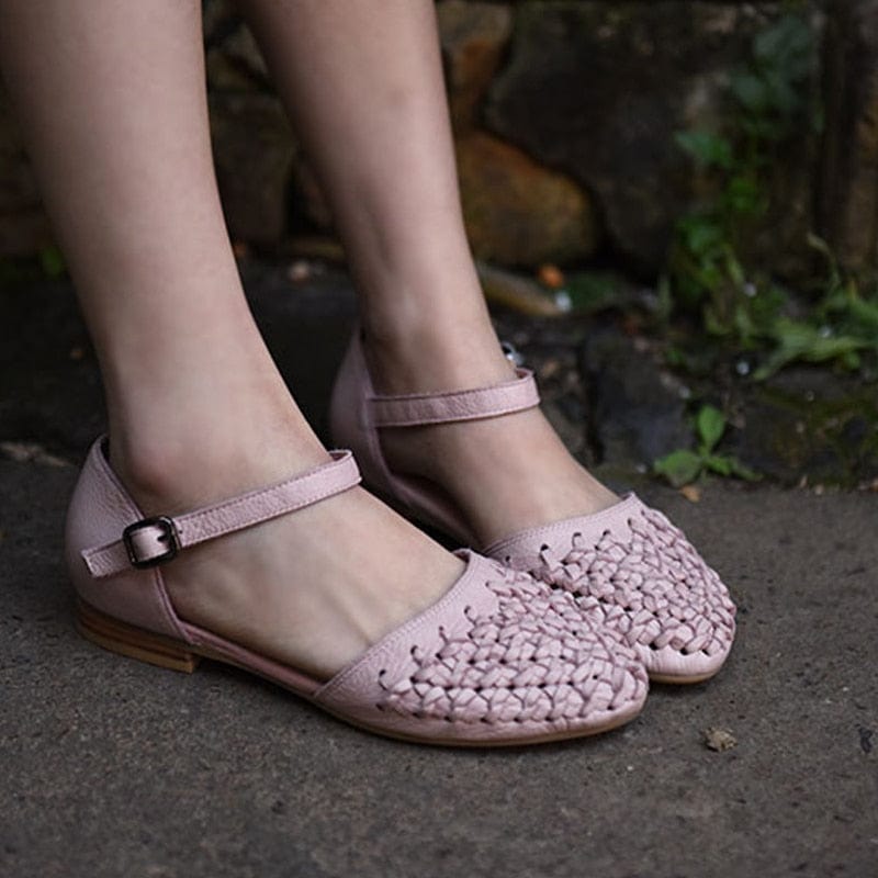 Sandale lëkure rozë të punuar me dorë Buddha Trends