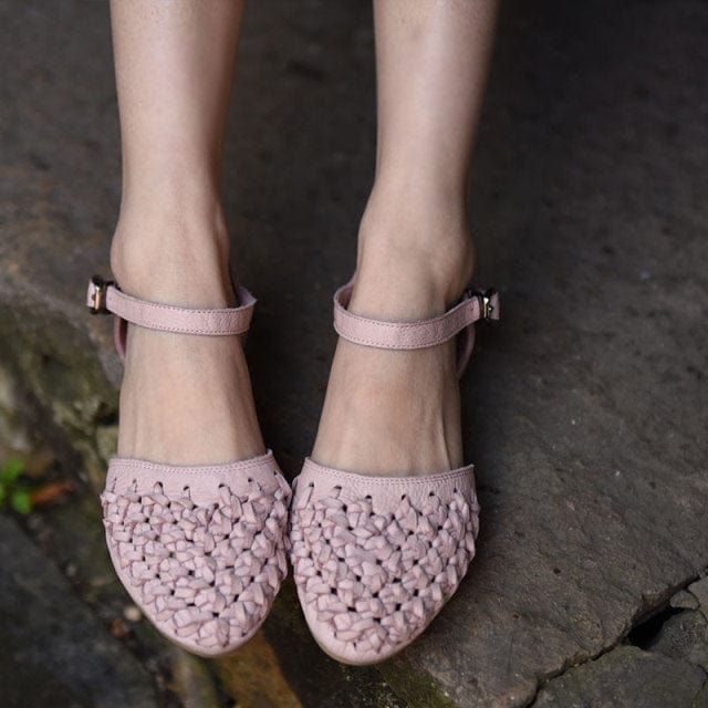 Розовые кожаные сандалии ручной работы Buddha Trends
