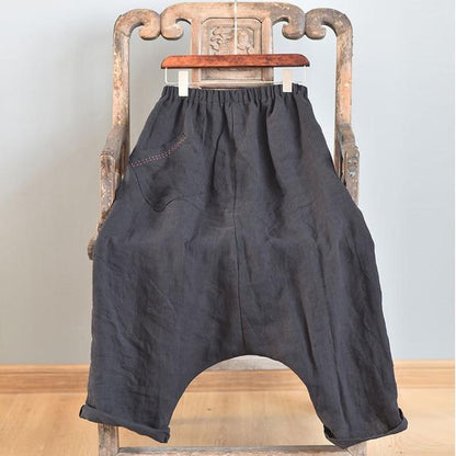 Buddha Trends Harem Pants Μαύρο / One Size Oversized Drop Crotch Harem Παντελόνι