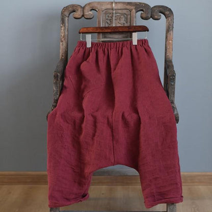 Buddha Trends Harem Pants Burgundsko / One Size Oversized Drop Crotch Harem Pants