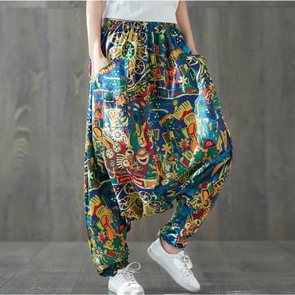 Buddha Trends Pantalones Harem Pantalones Harem de algodón de talla grande coloridos