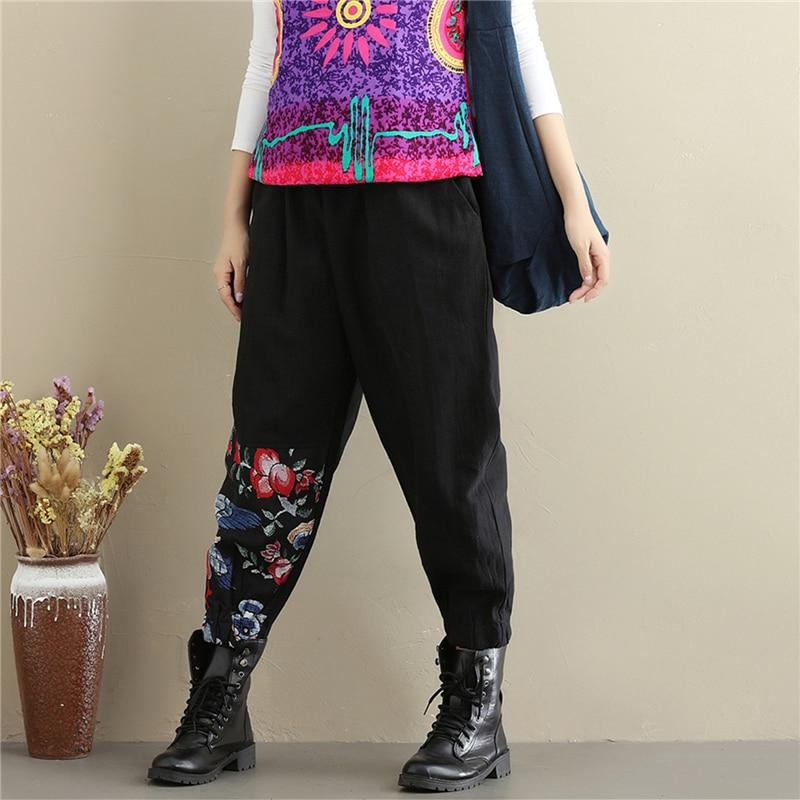 Buddha Trends Pantalones harén Pantalones florales de retazos de cintura alta