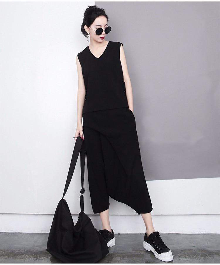 Buddha Trends Harem Pants Kpop Fashion Černé harémové kalhoty