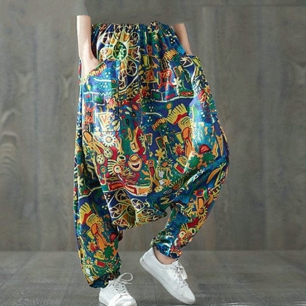 Buddha Trends Harem Pants Multi / One Size Colorful Plus Size Drop Crotch Harem Pants
