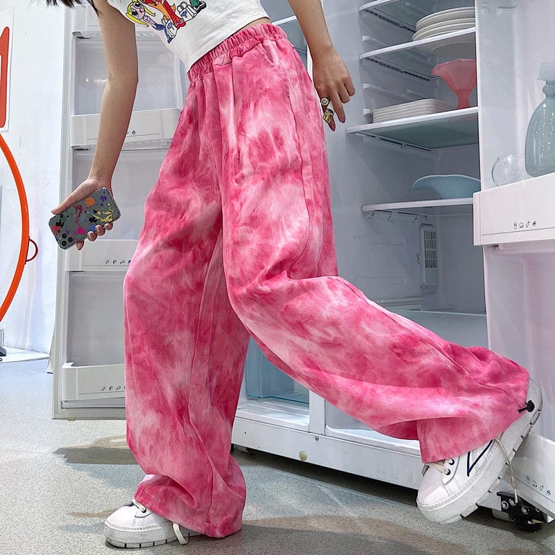 Spodnie haremki Buddha Trends zastępują różowe spodnie haremki z nadrukiem tie-dye