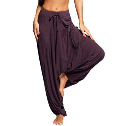 Buddha Trends Harem Pants Purple / S High Waist Drawstring Harem Pants