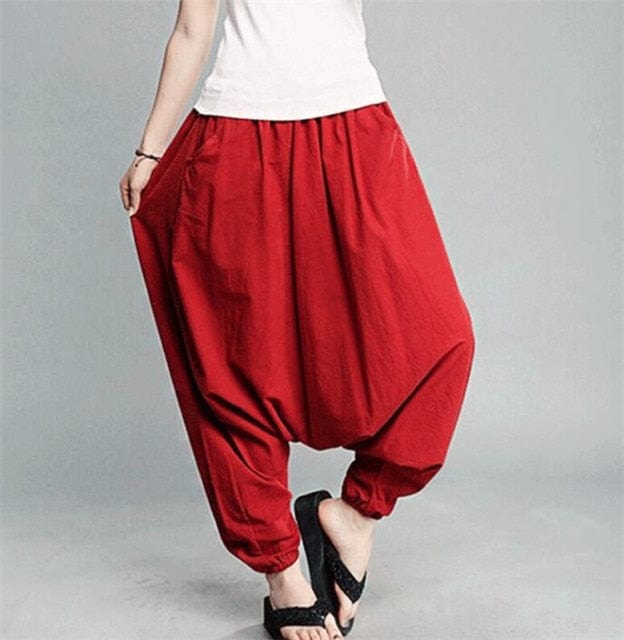 Buddha Trends Harem Pants Red / 4XL Plus Size Cotton Harem Pants