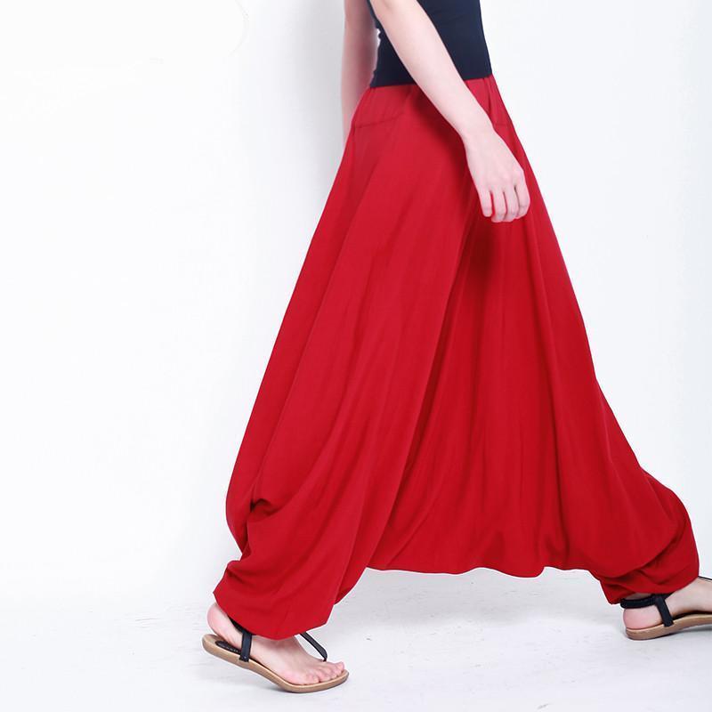 Buddha Trends Harem Pants Červená / M Více barev Běžné Haremové kalhoty větší velikosti