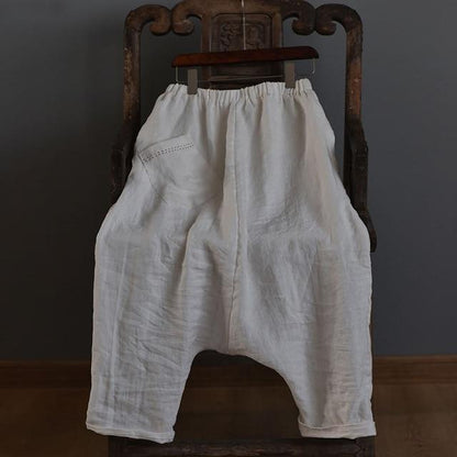 Buddha Trends Harem Pants Bílé / One Size Oversized Drop Crotch Harem Pants