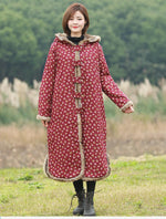 Βούδας Trends με κουκούλα Floral Vintage παλτό