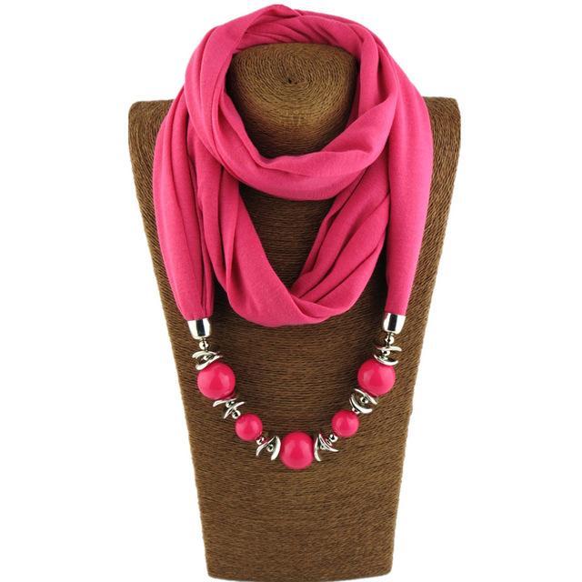Buddha Trends Hot Pink / 160CM Beaded Scarf Necklace