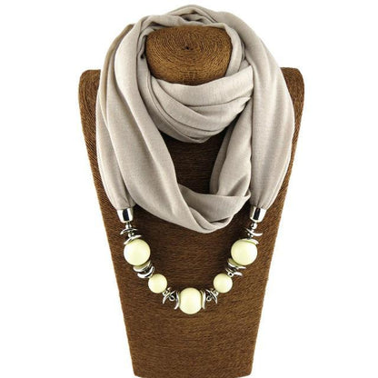 Buddha Trends Ivory / 160CM Beaded Scarf Necklace