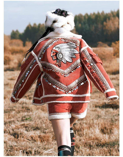 Ręcznie haftowana kurtka sztruksowa Native Pride | Mandala