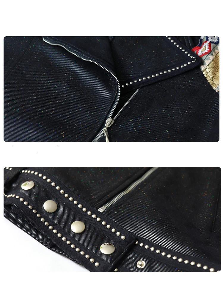 Buddha Trends Jackets One Size / Black Artsy Embroidered Vegan Leather Jacket
