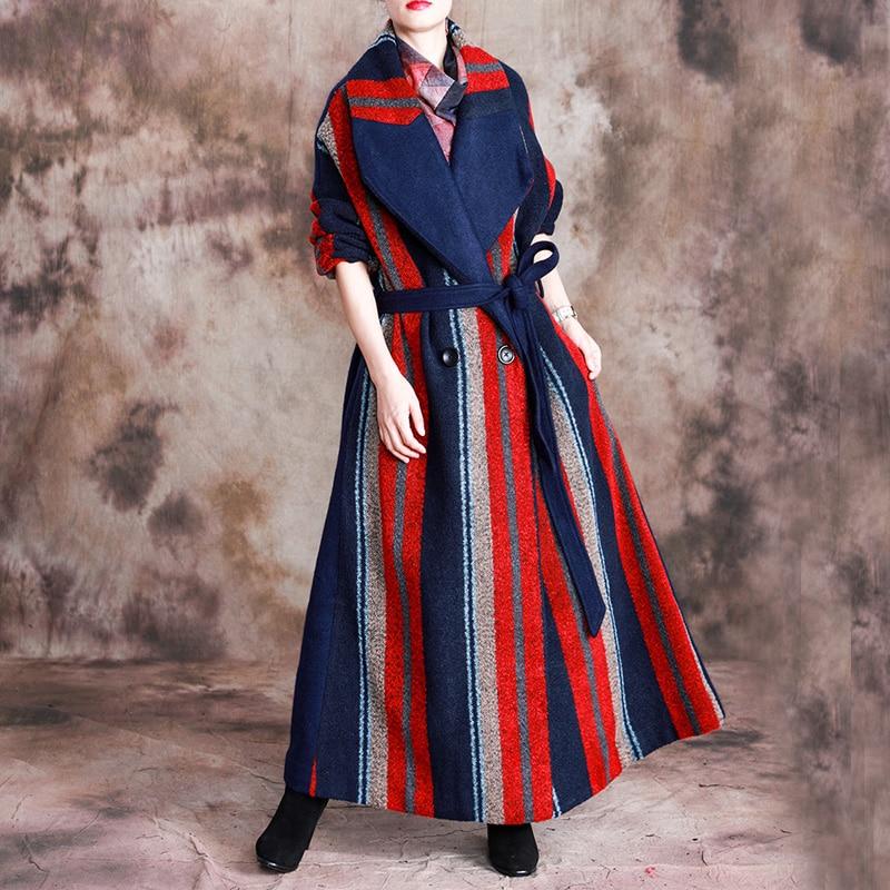 Vivid Colors Striped Long Wool Coat | Nirvana