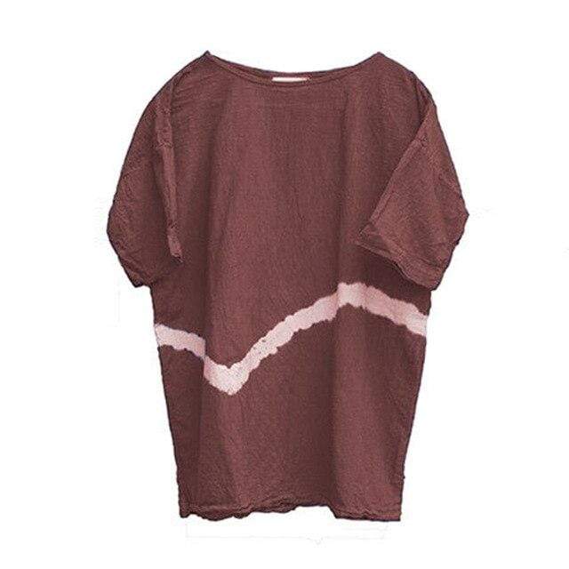 Buddha Trends Rojo azufaifa / Talla única Vintage camiseta con efecto tie-dye | Loto