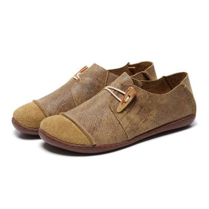 Buddha Trends khaki / IV Retro Horn rhoncus Leather Shoes