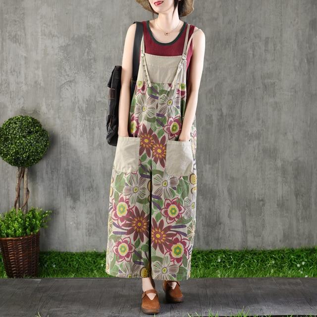 Buddha Trends Khaki / One Size Campagna Wide Leg Floral συνολικά