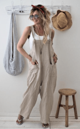 Buddha Trends Khaki / S Loose Vintage Plus Size Overall