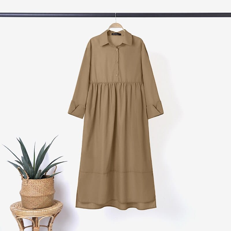 Buddha Trends Khaki / S Plus Size Oversized πουκάμισο φόρεμα