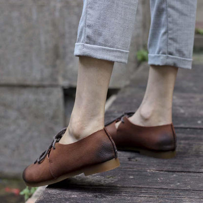 Обувь на плоской подошве из натуральной кожи ручной работы Buddha Trends со шнуровкой