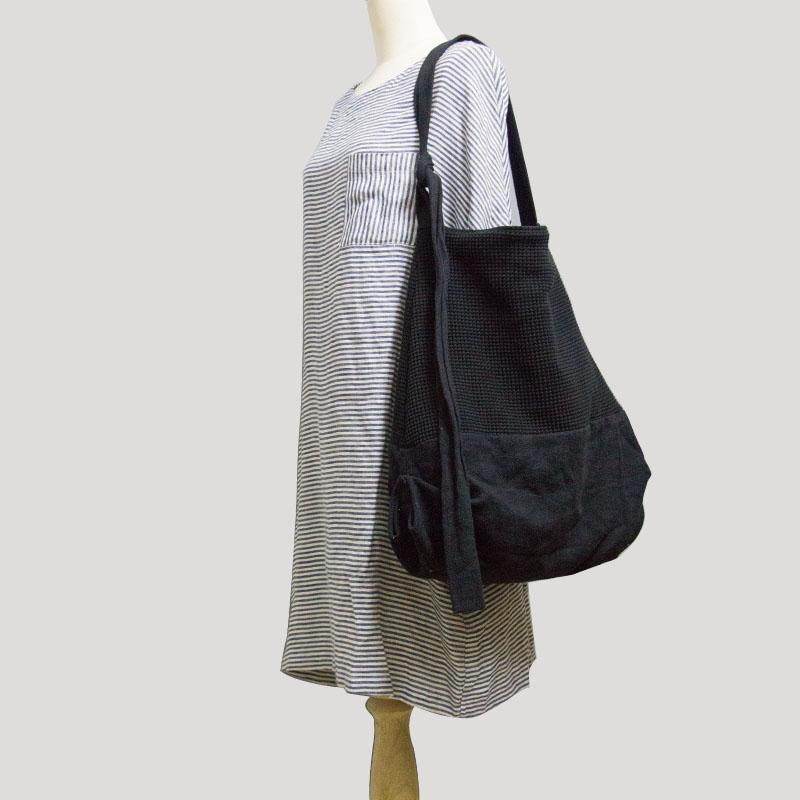 Buddha Trends Large Capacity Black Canvas Shoulder Bag