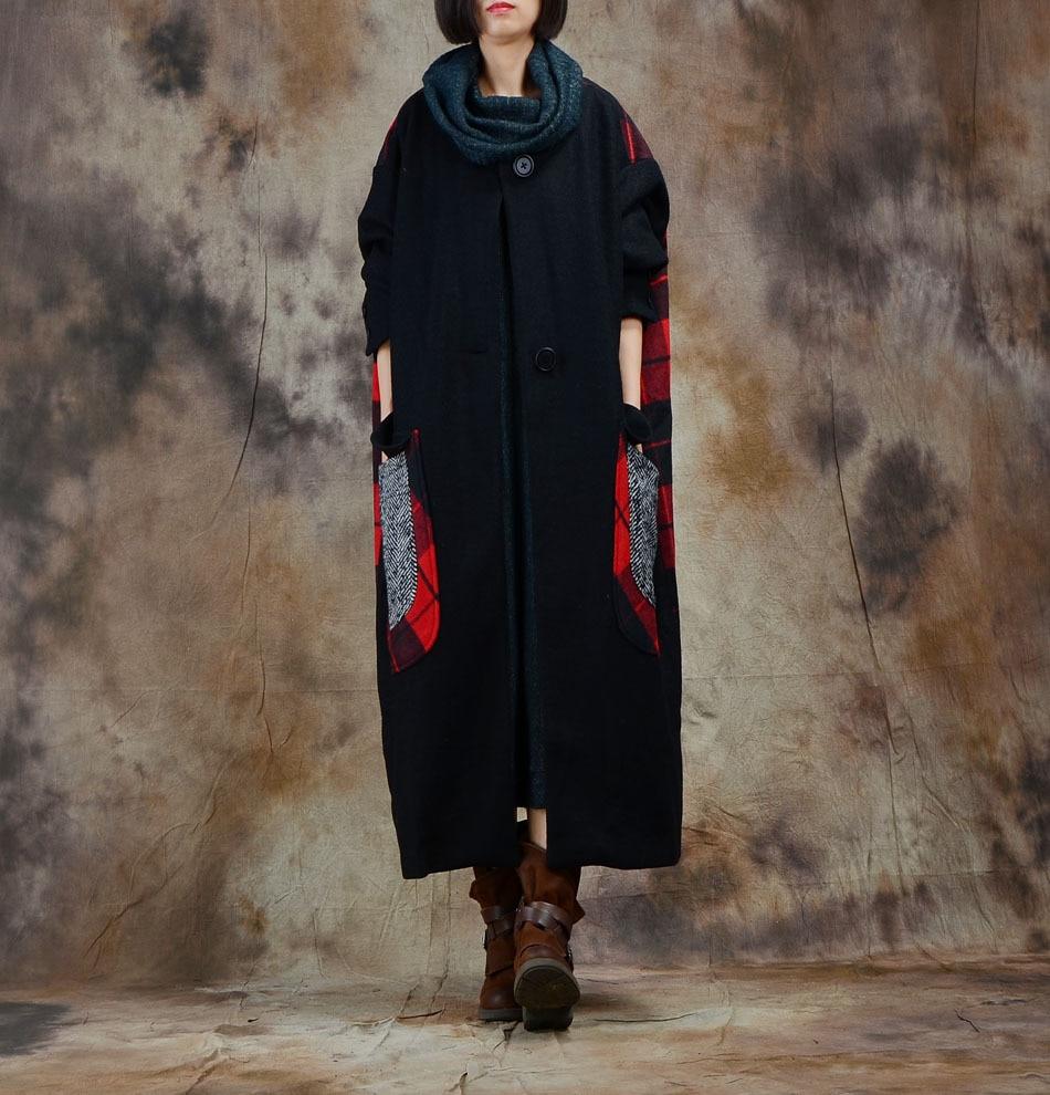 Μάλλινο παλτό Buddha Trends Lattice Plus Size | Νιρβάνα