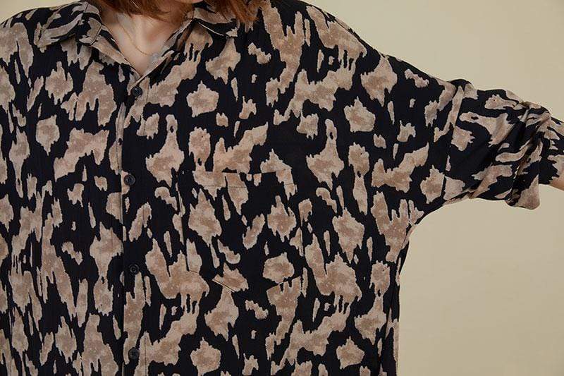 قميص طويل واسع بطبعة جلد الفهد