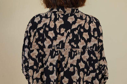 قميص طويل واسع بطبعة جلد الفهد