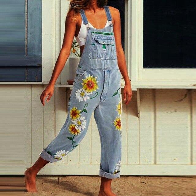 Hippie Peace Floral Denim Overall – Buddhatrends