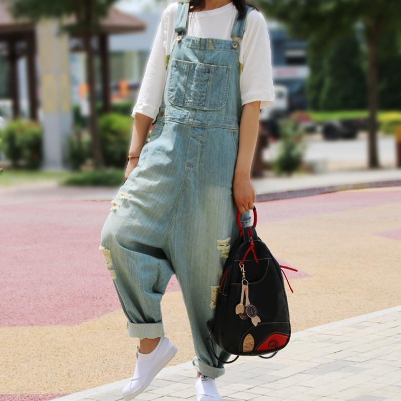 Casual Ripped Denim Overall