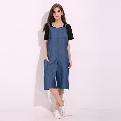 Buddha Trends Light Blue / S Plus Size 90-talls Denim Overall Shorts