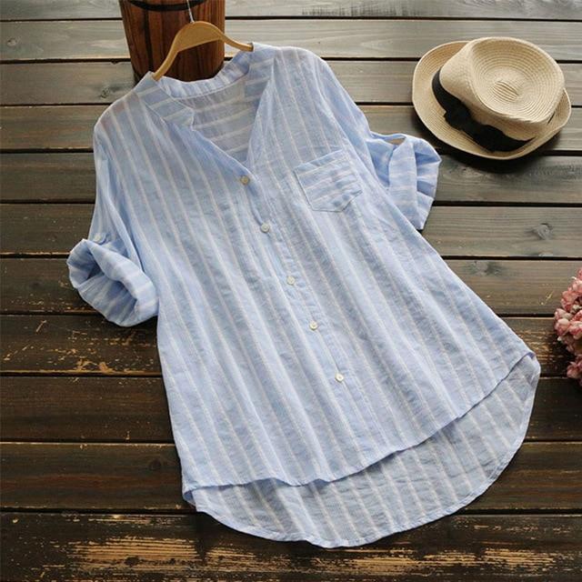 Oversized Striped Button-down Shirt
